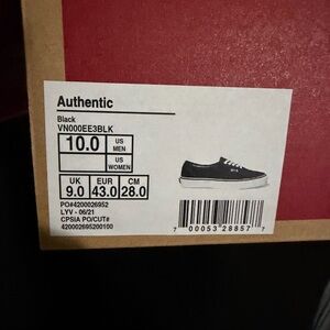 Vans Authentic Black Sneakers for Men